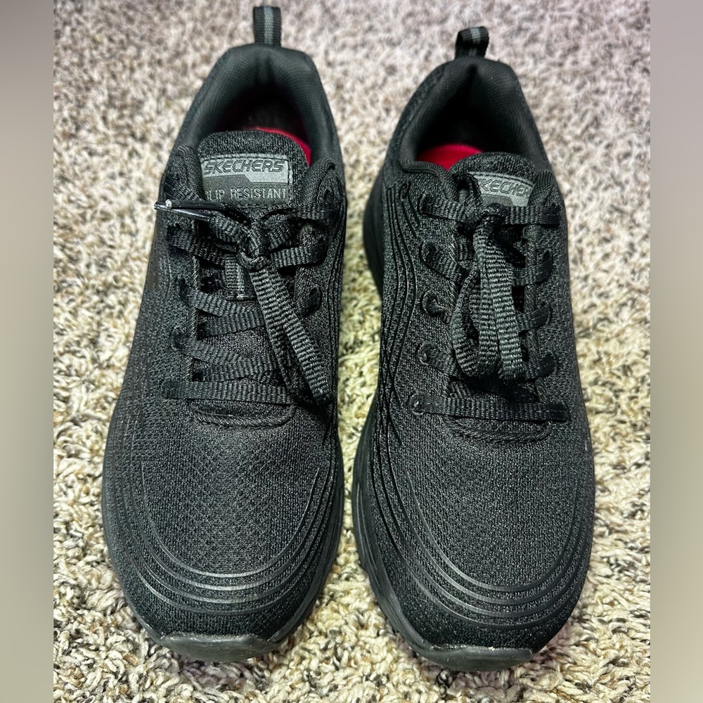 Skechers Women Size 7 Work Shoes Black Slip Resistant Memory Foam Max Cushion - Picture 5 of 9
